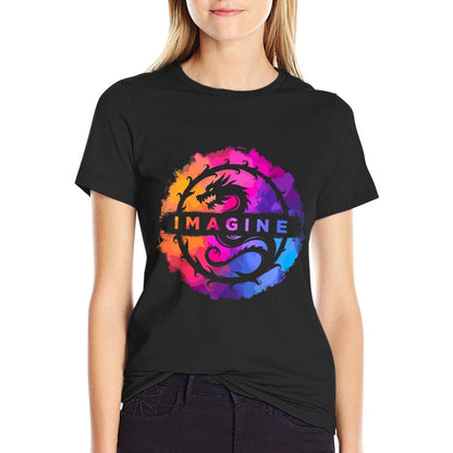 Imagine Colorful Fantasy Retro Dragon  Odor-resistant T-Shirt