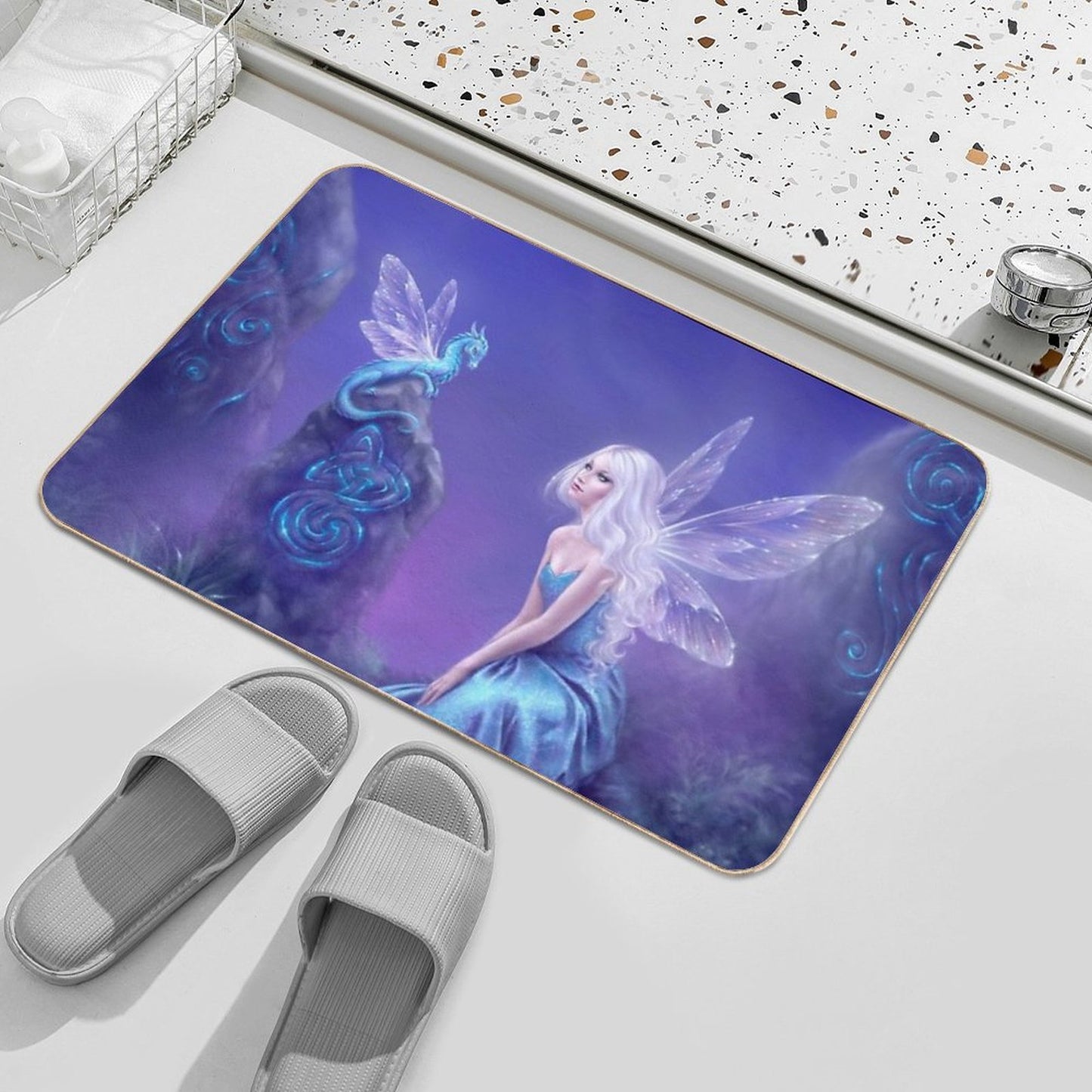 Luminescent Fairy & Dragon Art  Pet-Safe Bath Mat