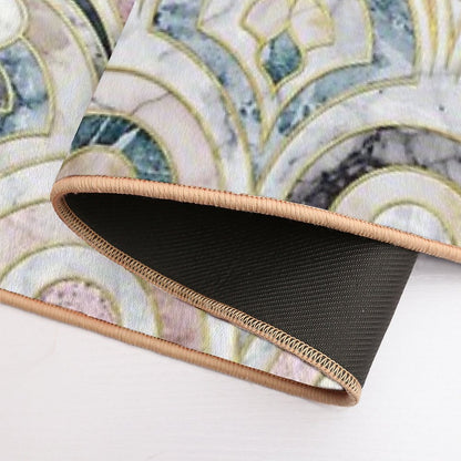Art Deco Marble Tiles in Soft Pastels  Anti-Trip Bath Mat