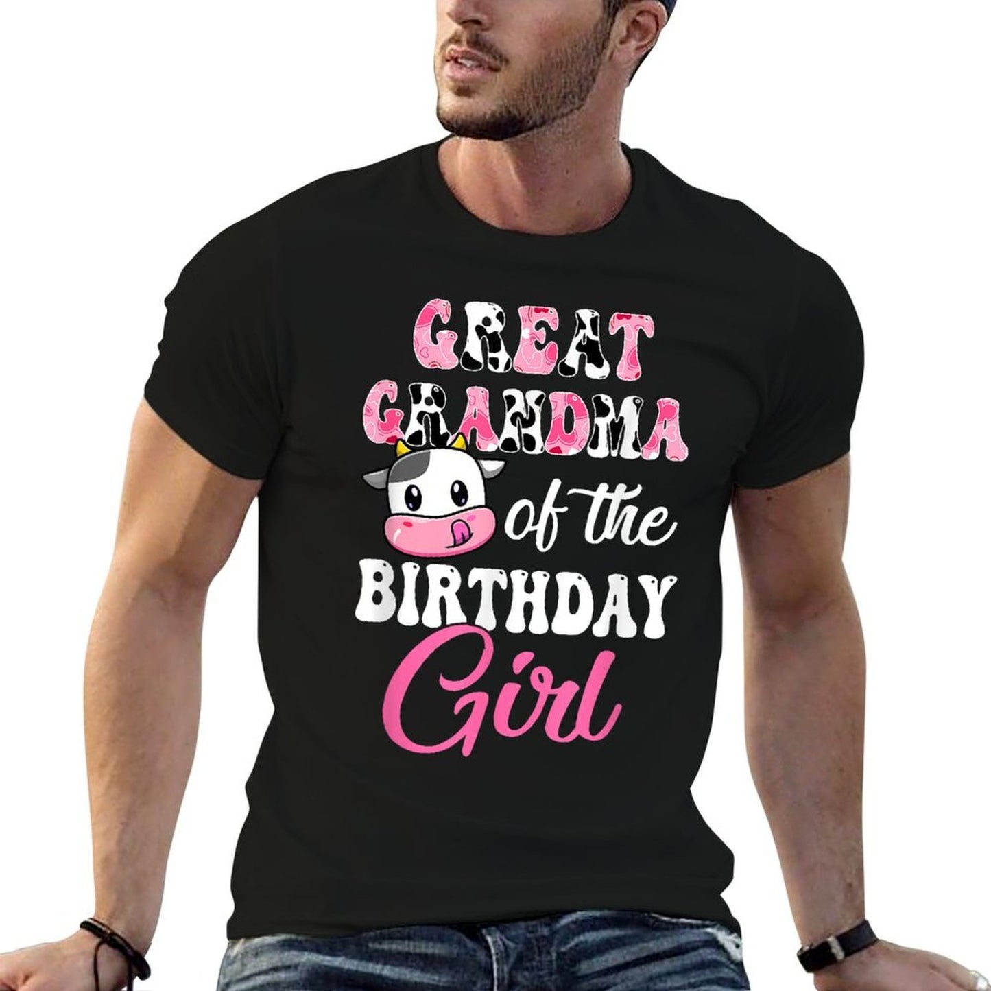 Great Grandma Of The Birthday Girl Farm Cow 1St Birthday  Rolled Sleeves T-Shirt