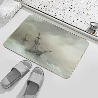 Ship In A Stormy Sea  - Ivan Konstantinovich Aivazovsky  Pet-Safe Bath Mat