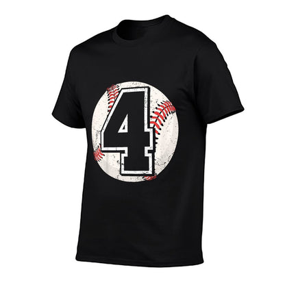 Kids Birthday Boy 4 Four Baseball 4th Birthday Baseball Player  Classic T-Shirt