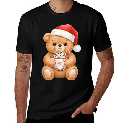 Cute Christmas Teddy Bear with Santa Hat  Oversized Silhouette T-Shirt
