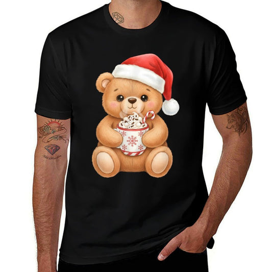 Cute Christmas Teddy Bear with Santa Hat  Oversized Silhouette T-Shirt