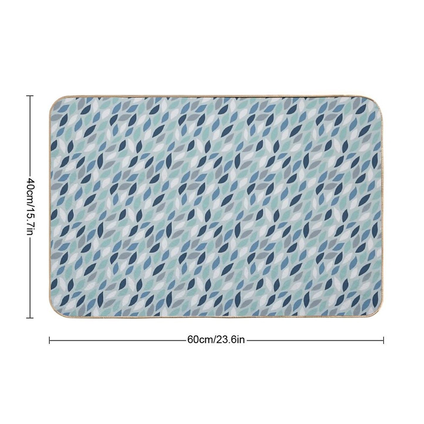 Teal Blue And Aqua Blue Leaf Pattern  Odorless Bath Mat