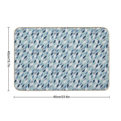 Teal Blue And Aqua Blue Leaf Pattern  Odorless Bath Mat