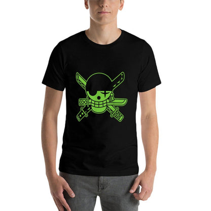 One Piece Anime Green Roronoa Zoro Jolly Roger Polyester Blend T-Shirt