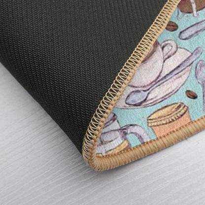 Coffee Love on Blue  Eco-Friendly Bath Mat