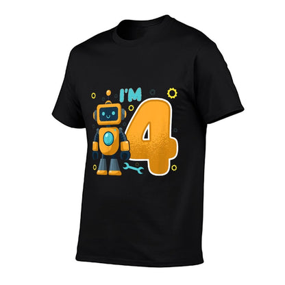 Kids I'm 4 Kids Four Years Old Robotics Robot 4th Birthday Party  Breathable T-Shirt