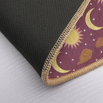 Purple Yellow Brown And Pink Sun And Moon Print  Easy To Clean Bath Mat