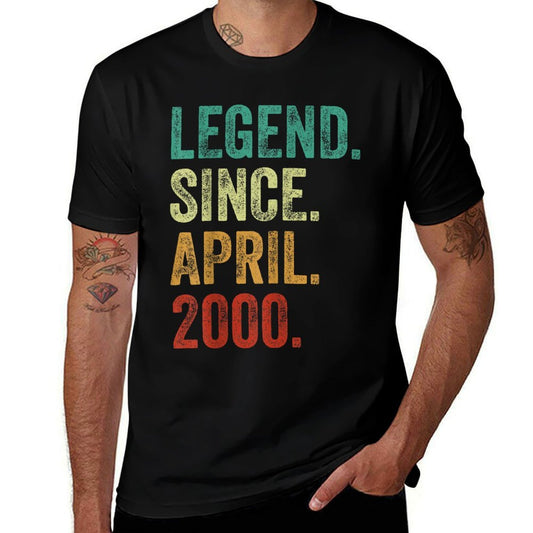 25 Years Old Legend Since April 2000 25th Birthday  Ribbed Collar T-Shirt