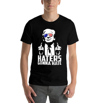 Funny Haters Gonna Hate President Donald Trump Middle Finger  Trendy Pattern T-Shirt