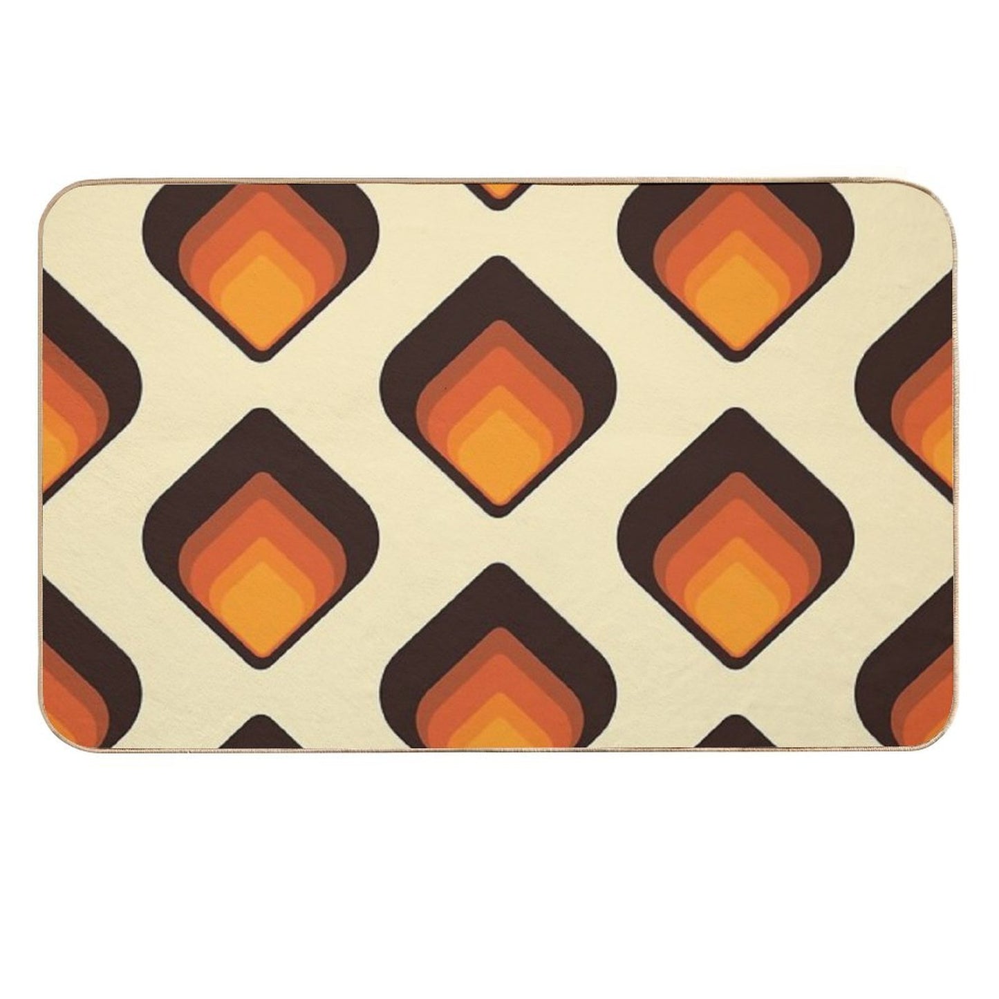 Mid-Century Modern Orange And Brown Tear Drop  Absorbent Bath Mat