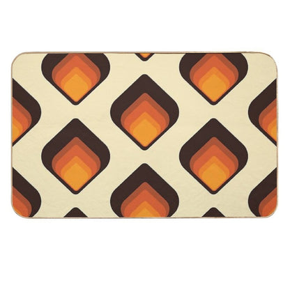 Mid-Century Modern Orange And Brown Tear Drop  Absorbent Bath Mat