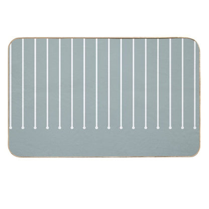 Muted Bluish Gray White Minimal Stripe Polka Dot Pattern Pairs Valspar 2023 COTY Blue Arrow 5001-3C  Easy Maintenance Bath Mat