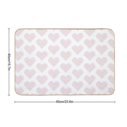 Blush Pink Heart Gingham Sweetness  Eco-Friendly Bath Mat
