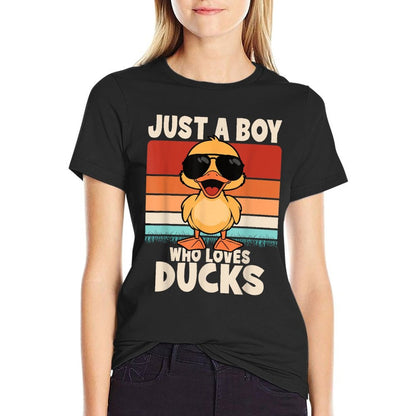 Just A Boy Who Loves Ducks Funny Duck Boys Kids  Polyester Blend T-Shirt