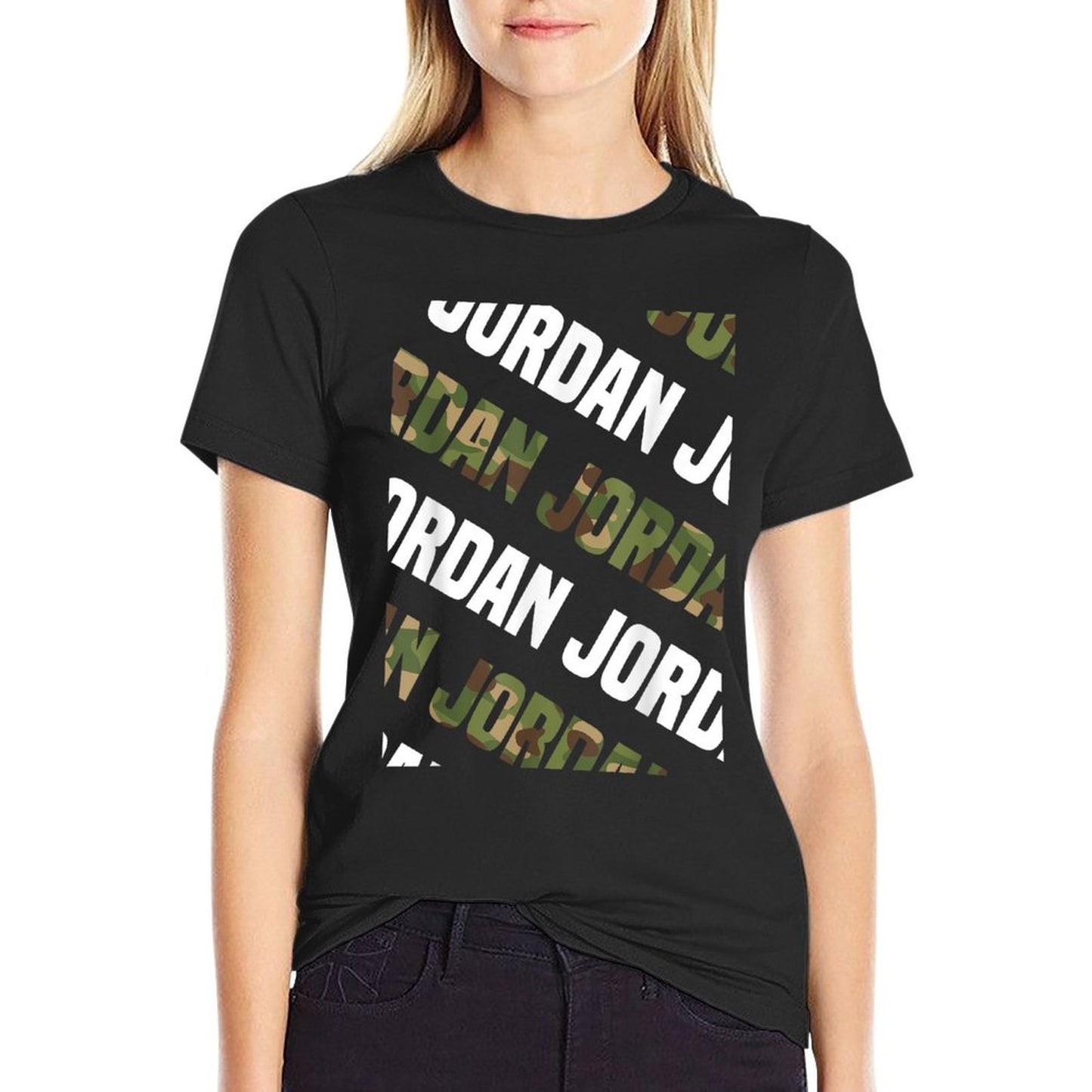 Jordan Camo Pattern Green Camouflage  Cotton T-Shirt