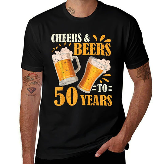 Cheers And Beers To 50 Years Funny 50th Birthday Drinker  Moisture-wicking T-Shirt