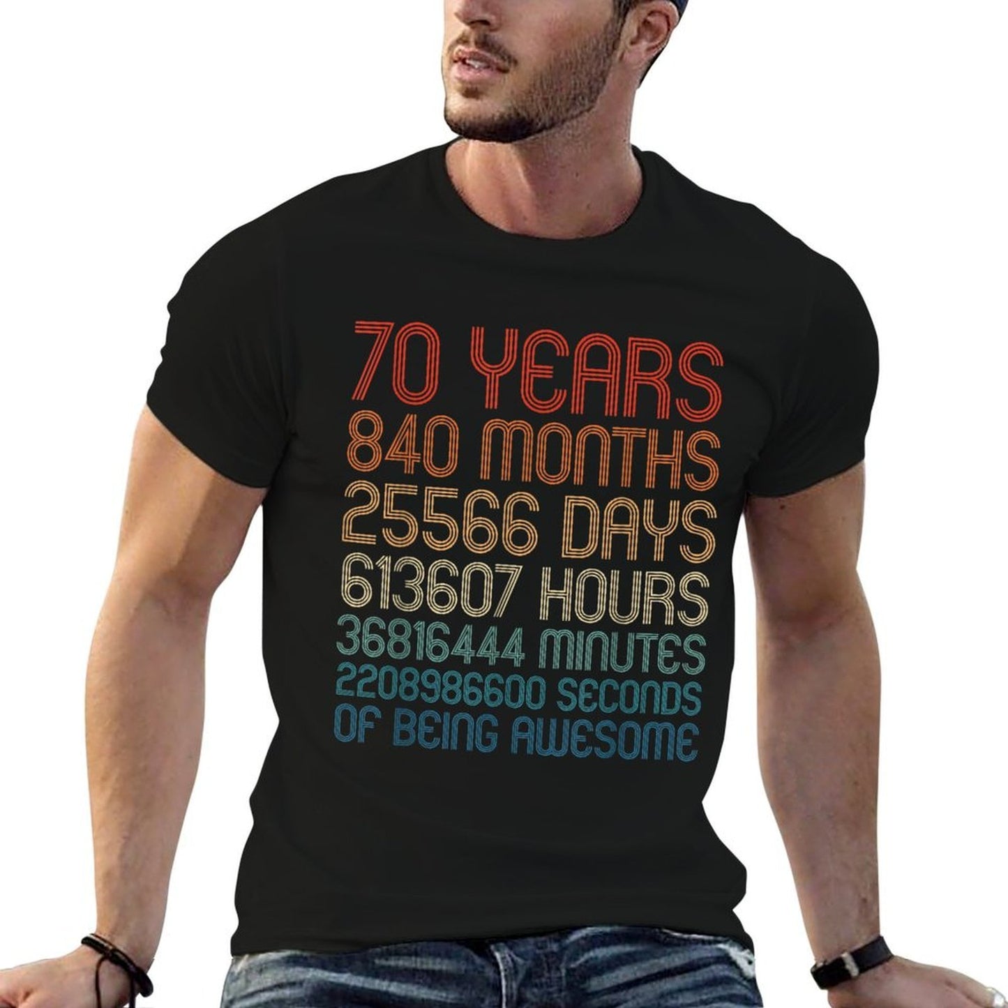 70 Years Of Being Awesome Birthday Countdown 70th Birthday  Graphic-printed T-Shirt