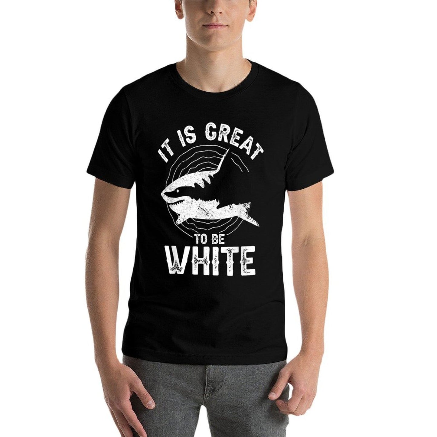 It Is Great To Be White Ocean Sea Shark Lover Funny Pun  Eco-friendly Material T-Shirt