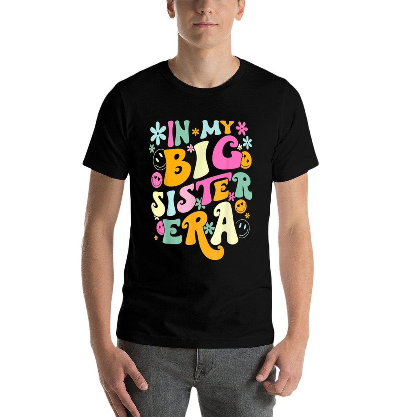 Groovy In My Big Sister Era Birthday Baby Reveal Est 2024  Cotton T-Shirt