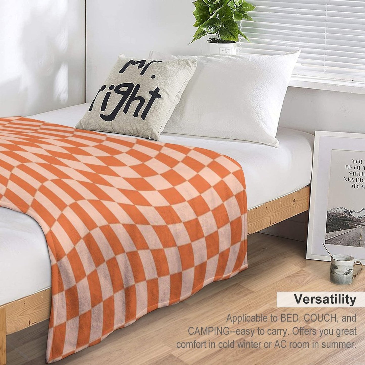Check IV - Orange Twist Multi-functional Throw Blanket