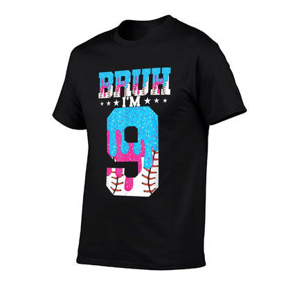 Bruh 9th Birthday Boy Baseball Ice Cream Drip 9 Year Old Boy  Vintage-inspired T-Shirt