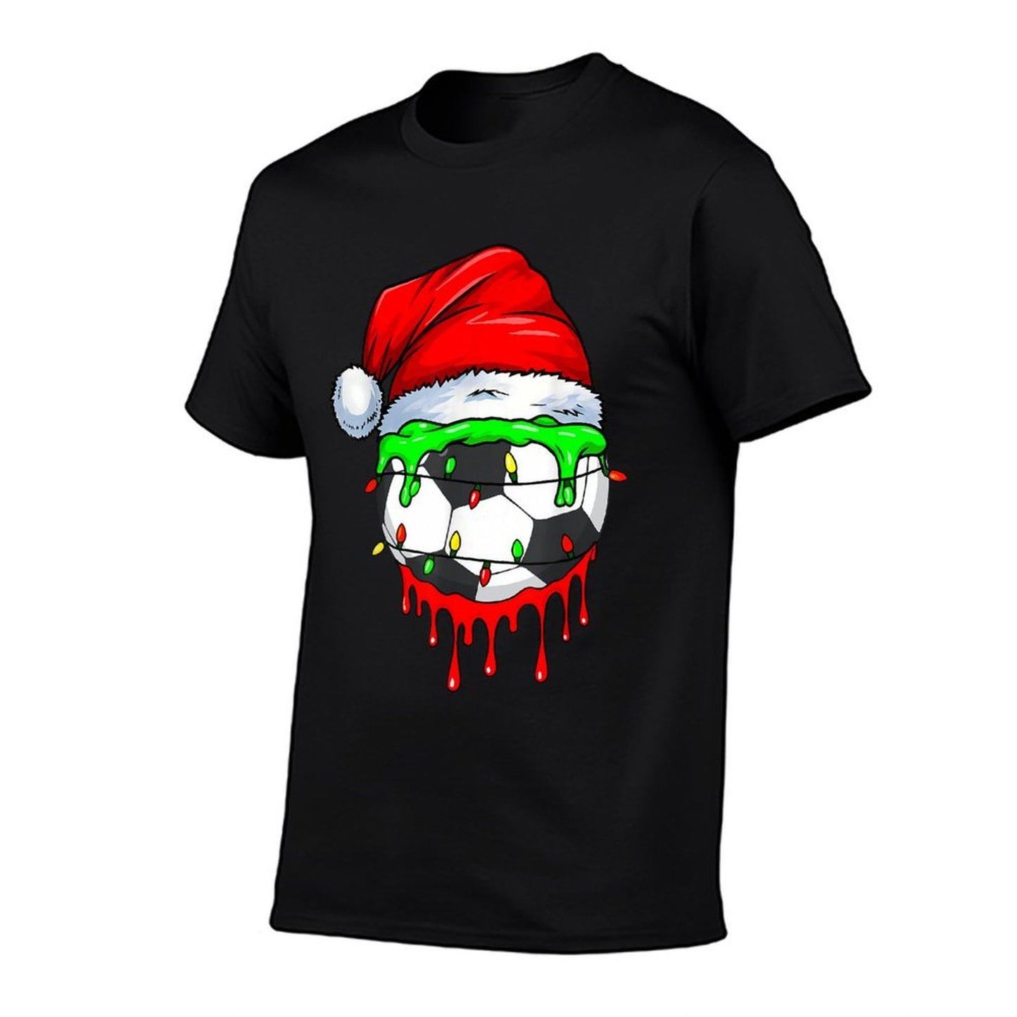 Christmas Soccer Drip for Boys Ice Cream Drip  Oversized Silhouette T-Shirt