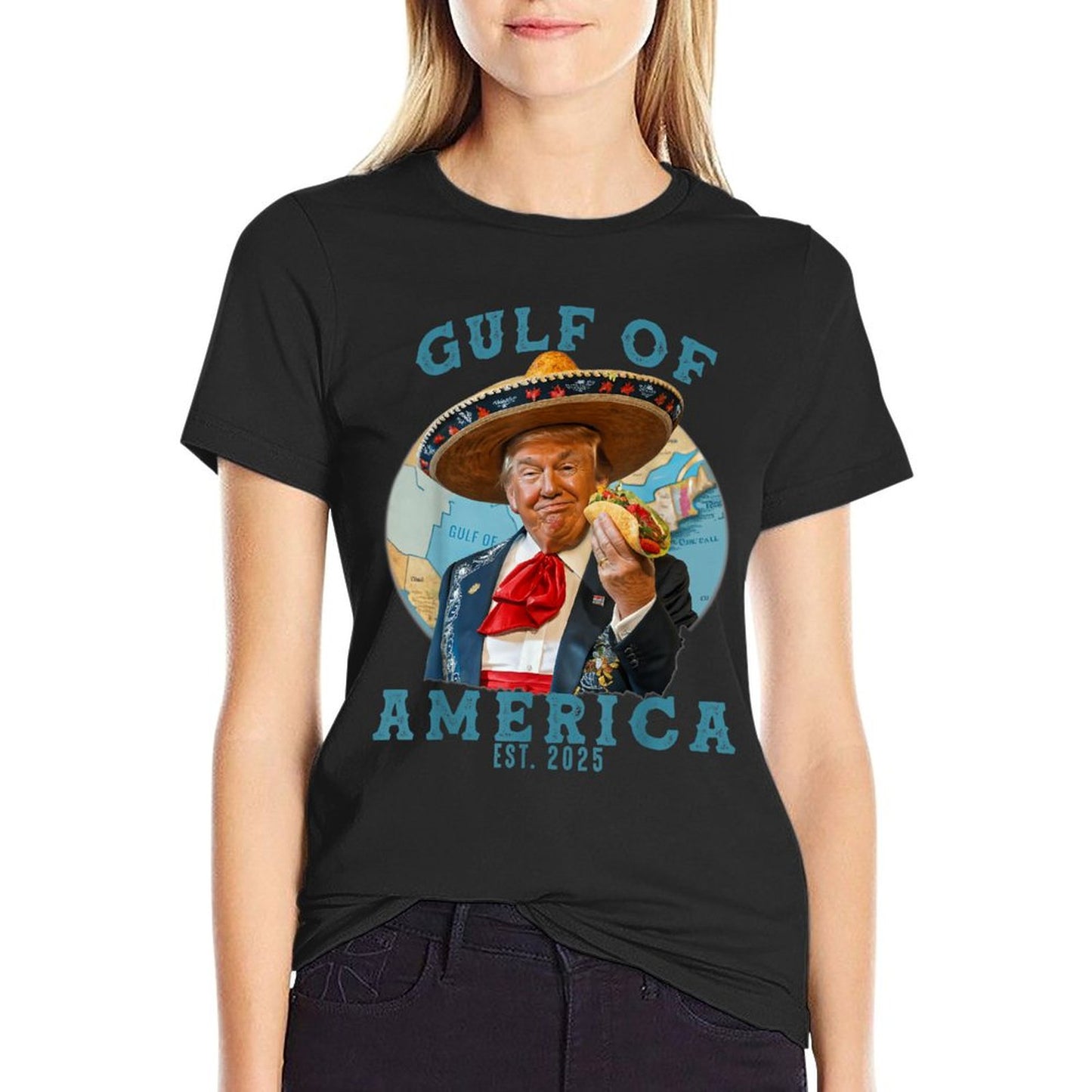 Humor Gulf Of USA America Est 2025 American Gulf Mexico Summer-ready Fabric T-Shirt