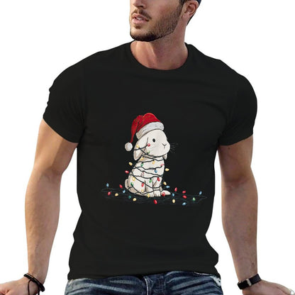 Funny Bunny Christmas Graphics Animal Lights Lover  Odor-resistant T-Shirt