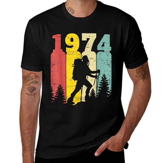 50 Years Hiker 1974 50th Birthday Hiking Lover  Easy-care T-Shirt