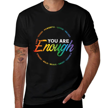 Gay You Are Enough Rainbow Pride Ally LGBTQ Men Women  Polyester Blend T-Shirt
