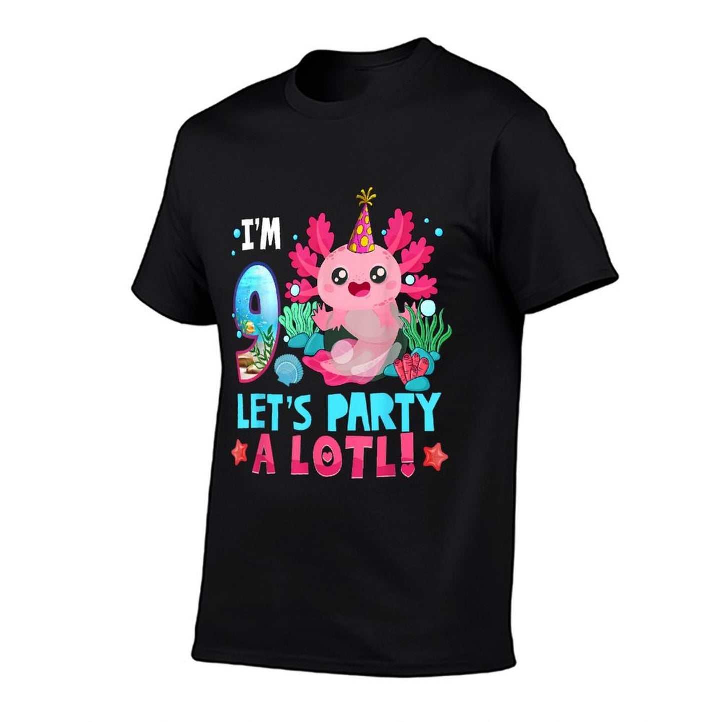 I'm 9 Years Old Let's Party A Lotl Axolotl 9th Birthday Kids  Moisture-wicking T-Shirt