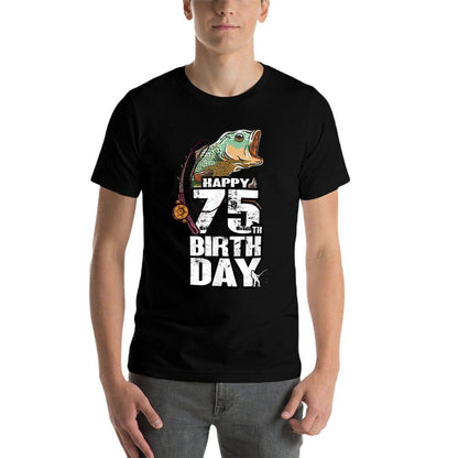 75 Years Old Fishing Fisherman Angler 75th Birthday  Oversized Silhouette T-Shirt