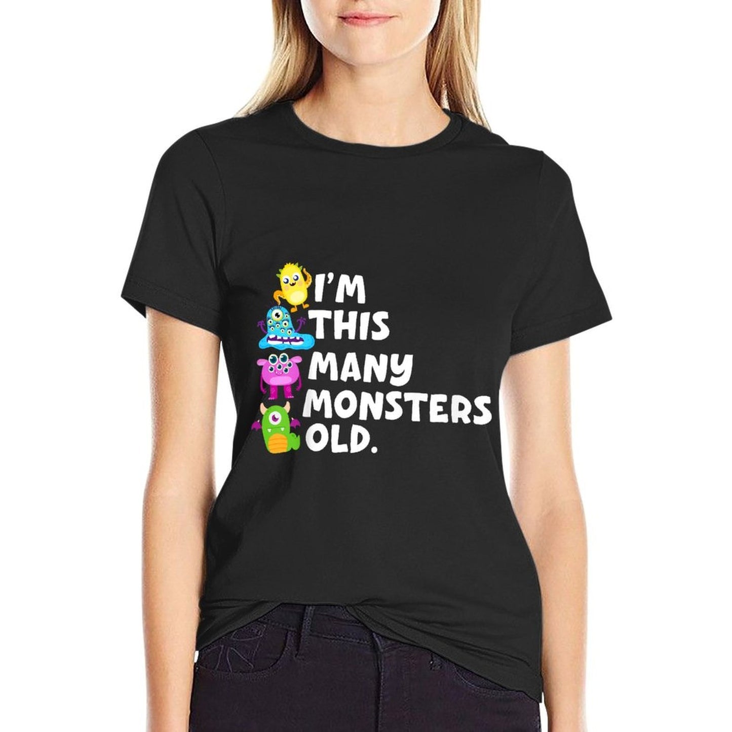 Kids I'm This Many Monsters Old 4 Four Year Old Kids 4th Birthday  Easy-care T-Shirt
