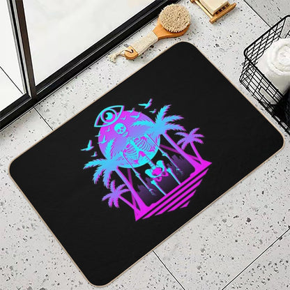 Radical Retro 80's Skeleton  Toxin-Free Bath Mat
