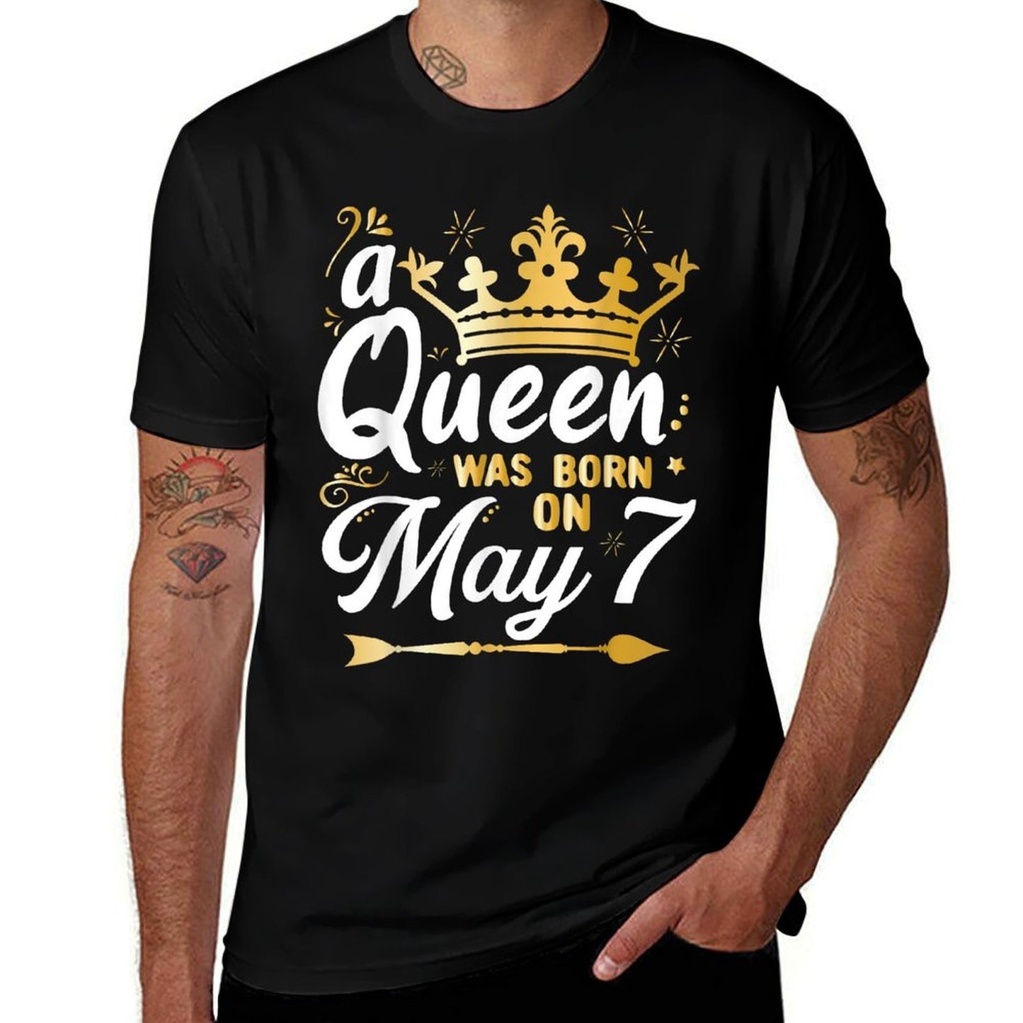 A Queen Was Born on May 7, Cute Girly May 7th Birthday  Rolled Sleeves T-Shirt