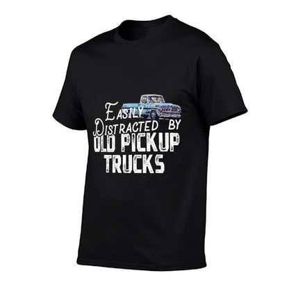 Easily Distracted By Old Pickup Trucks - Cute Trucker  Heathered Texture T-Shirt