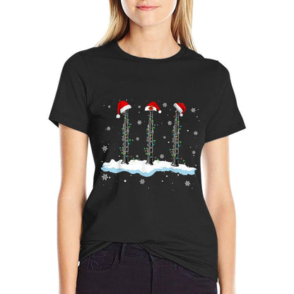 Santa Oboe Christmas Lights Funny Oboe Lover Gifts  Stretchy T-Shirt