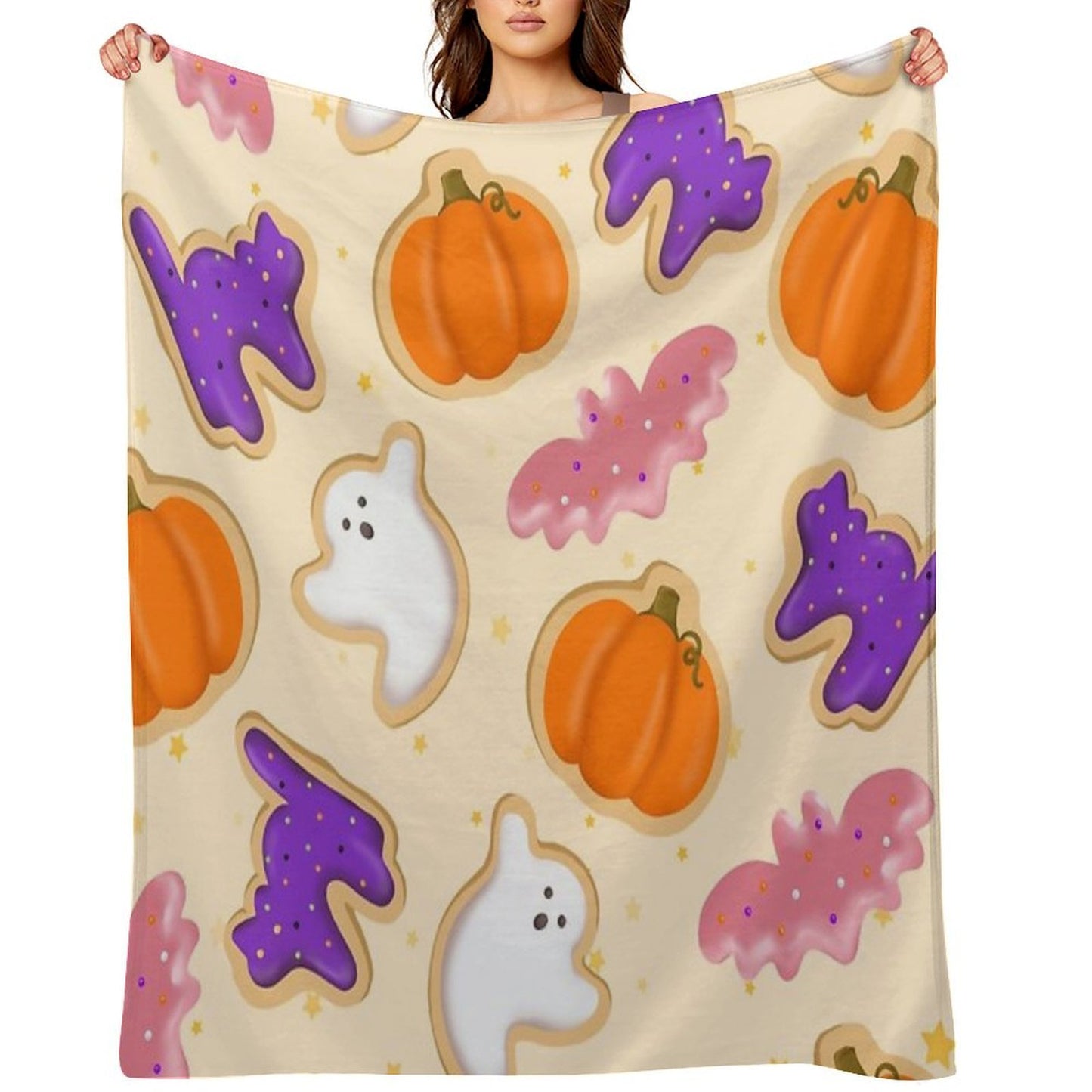 Halloween Cookies (Pink) Eco-conscious Throw Blanket