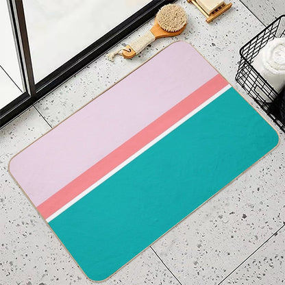 Lines Print Pink, Mediumturquoise And Lightcoral  Anti-Trip Bath Mat