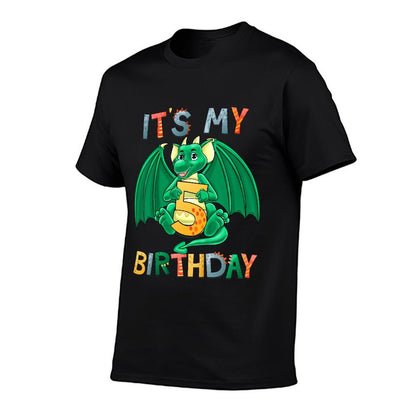Kids It's My 5th Birthday Dragon 5 Birthday 5 Year Old Boy  Stretchy T-Shirt