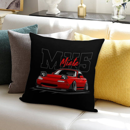 Red Miata Jdm Car Soft Short Plush Fabric Throw Pillow