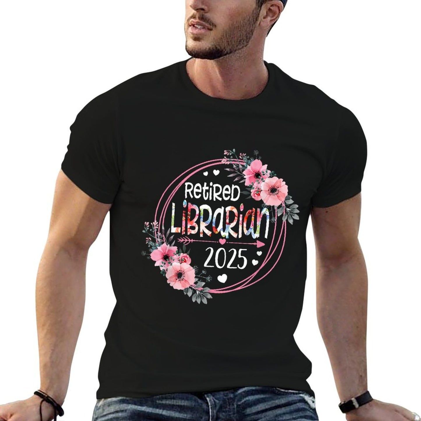 Floral Retired Librarian Est 2025 Retirement Gift For Women  Graphic-printed T-Shirt