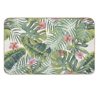 Tropical Leaves Pattern  Easy To Clean Bath Mat