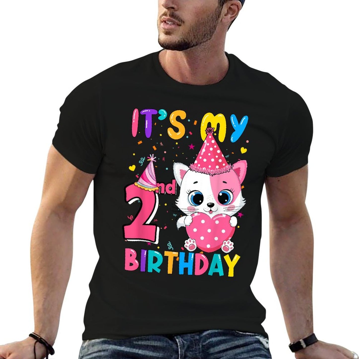 It's My 2nd Birthday Girls Funny Cat Birthday 2 Year Old  Breathable T-Shirt