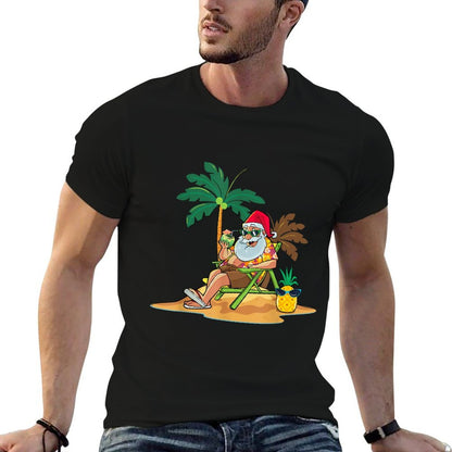 Hawaiian Christmas Santa Claus Party Aloha Holiday Beach  Breathable T-Shirt