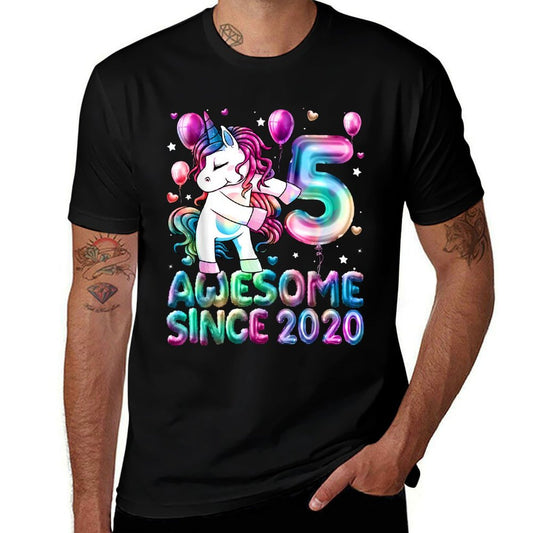 Flossing Unicorn 5 Year Old 5th Birthday Girl Unicorn Party  Polyester Blend T-Shirt