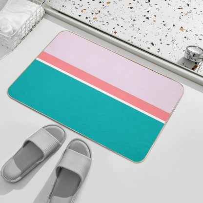 Lines Print Pink, Mediumturquoise And Lightcoral  Anti-Trip Bath Mat